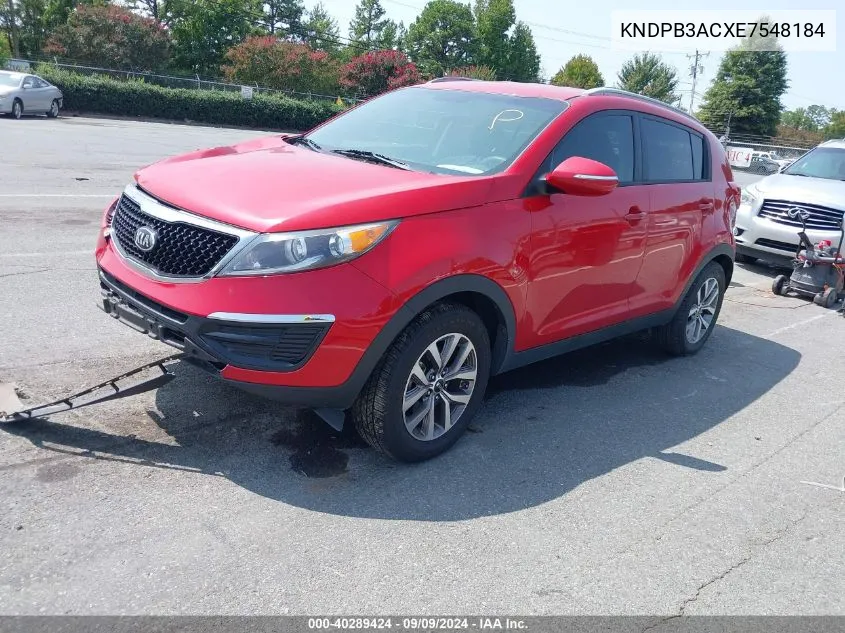 2014 Kia Sportage Lx VIN: KNDPB3ACXE7548184 Lot: 40289424