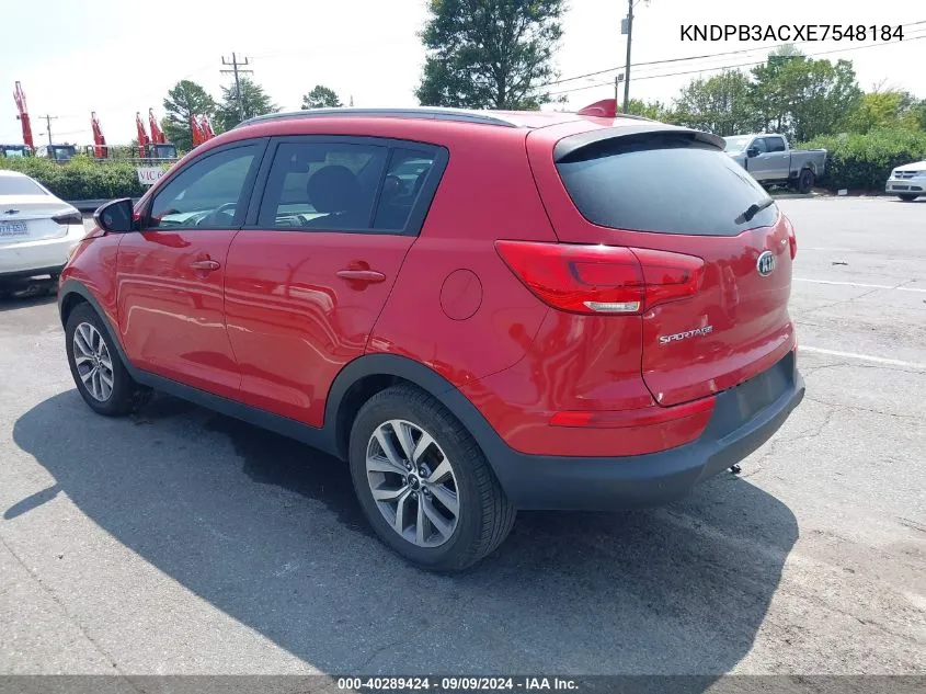 2014 Kia Sportage Lx VIN: KNDPB3ACXE7548184 Lot: 40289424