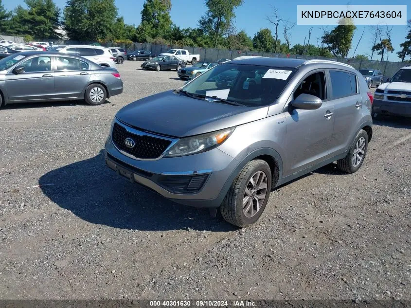 KNDPBCACXE7643604 2014 Kia Sportage Lx