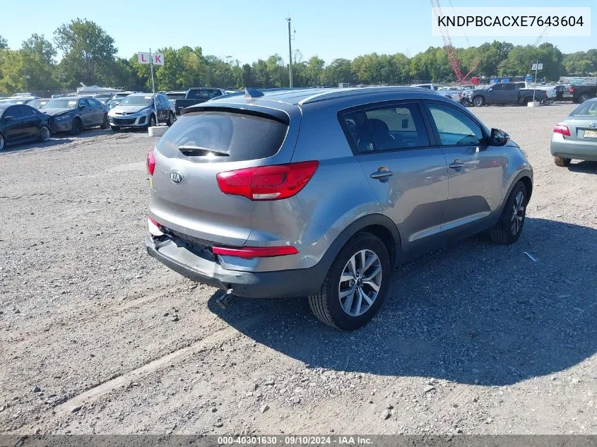 KNDPBCACXE7643604 2014 Kia Sportage Lx