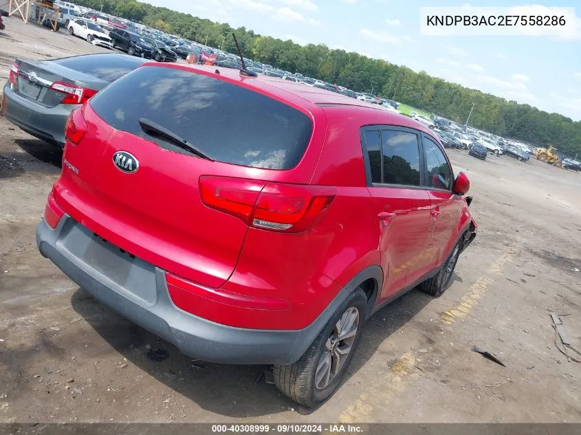 2014 Kia Sportage Lx VIN: KNDPB3AC2E7558286 Lot: 40308999