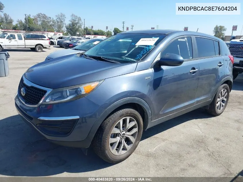 2014 Kia Sportage Lx VIN: KNDPBCAC8E7604204 Lot: 40453820