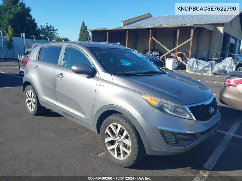 2014 Kia Sportage Lx VIN: KNDPBCAC5E7622790 Lot: 40490260