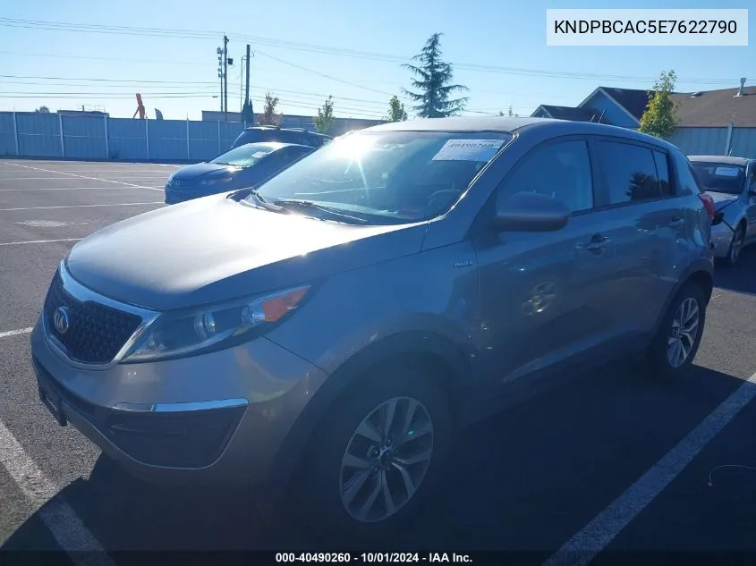 2014 Kia Sportage Lx VIN: KNDPBCAC5E7622790 Lot: 40490260