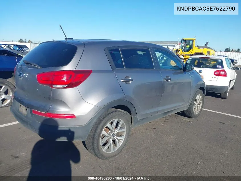 2014 Kia Sportage Lx VIN: KNDPBCAC5E7622790 Lot: 40490260