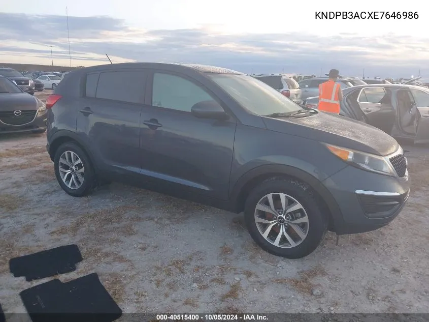 2014 Kia Sportage Lx VIN: KNDPB3ACXE7646986 Lot: 40515400