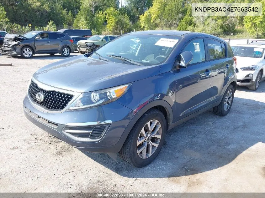 2014 Kia Sportage Lx VIN: KNDPB3AC4E7663542 Lot: 40522898