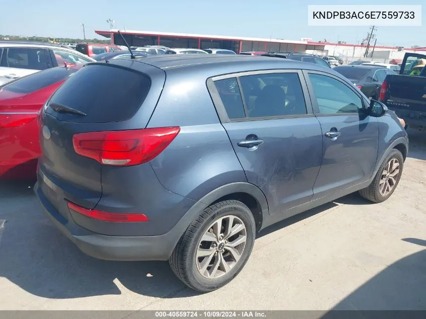 2014 Kia Sportage Lx VIN: KNDPB3AC6E7559733 Lot: 40559724