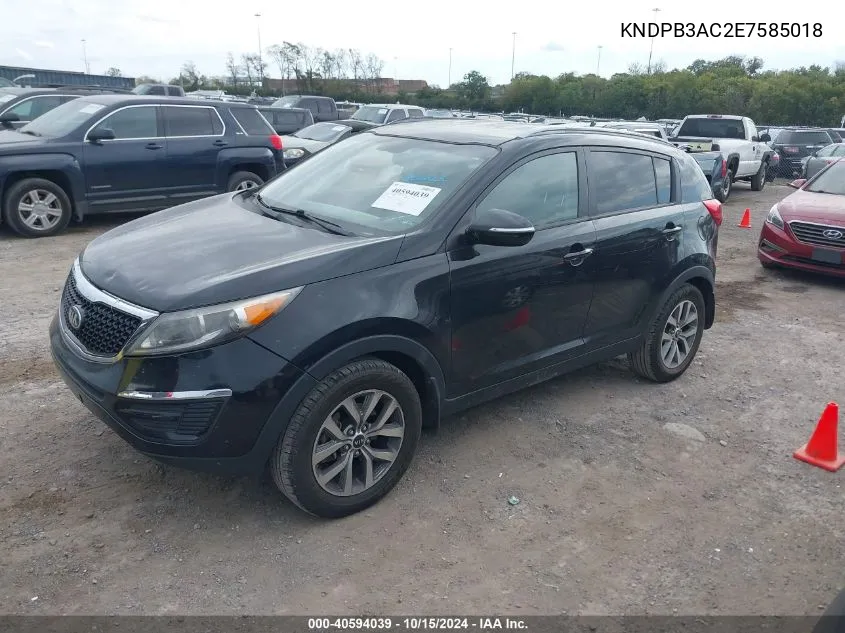 2014 Kia Sportage Lx VIN: KNDPB3AC2E7585018 Lot: 40594039