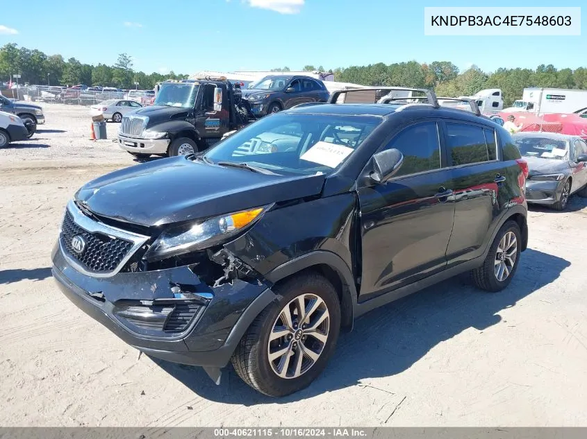 2014 Kia Sportage Lx VIN: KNDPB3AC4E7548603 Lot: 40621115