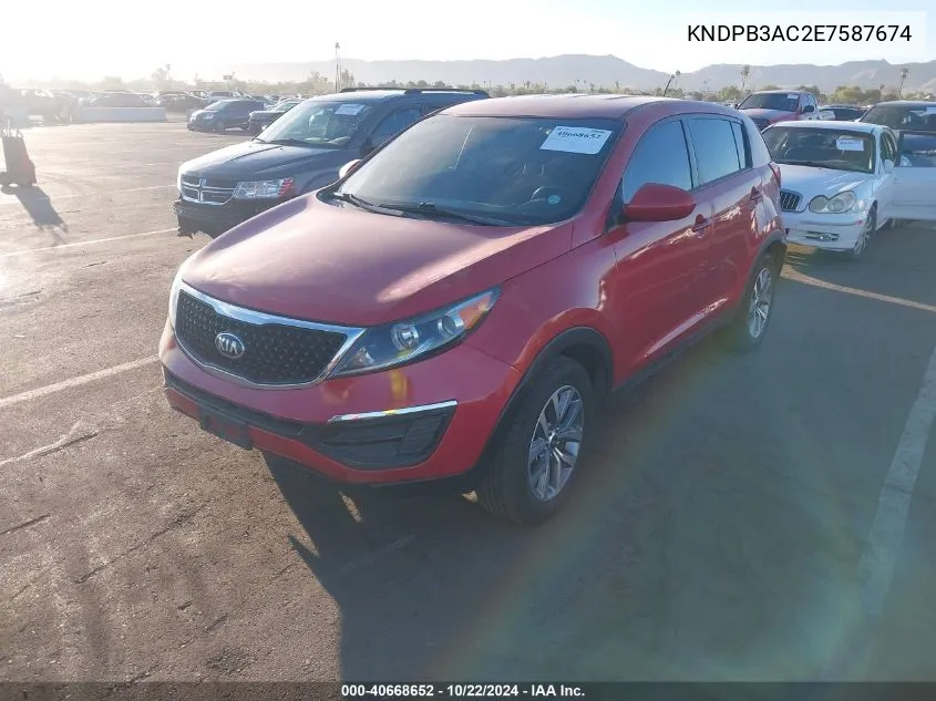 2014 Kia Sportage Lx VIN: KNDPB3AC2E7587674 Lot: 40668652