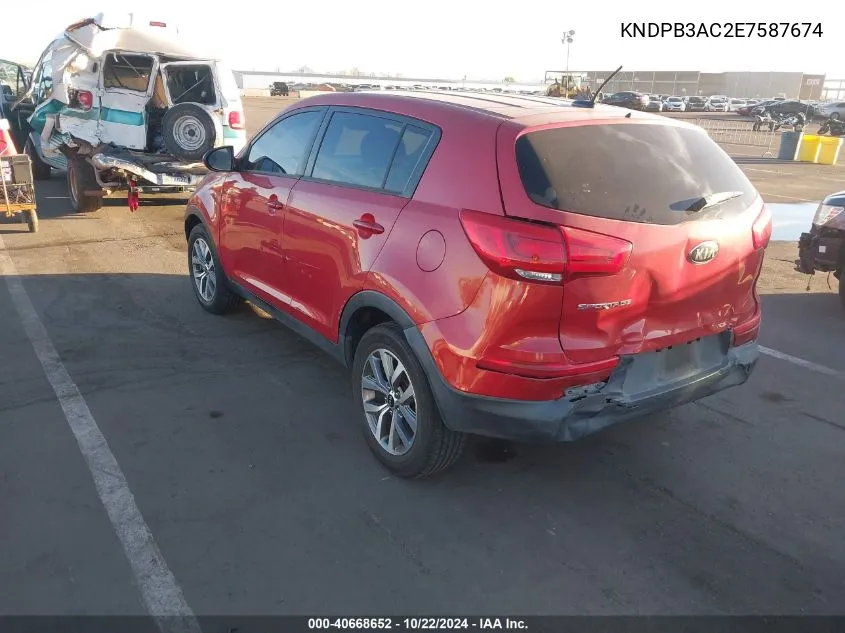 2014 Kia Sportage Lx VIN: KNDPB3AC2E7587674 Lot: 40668652