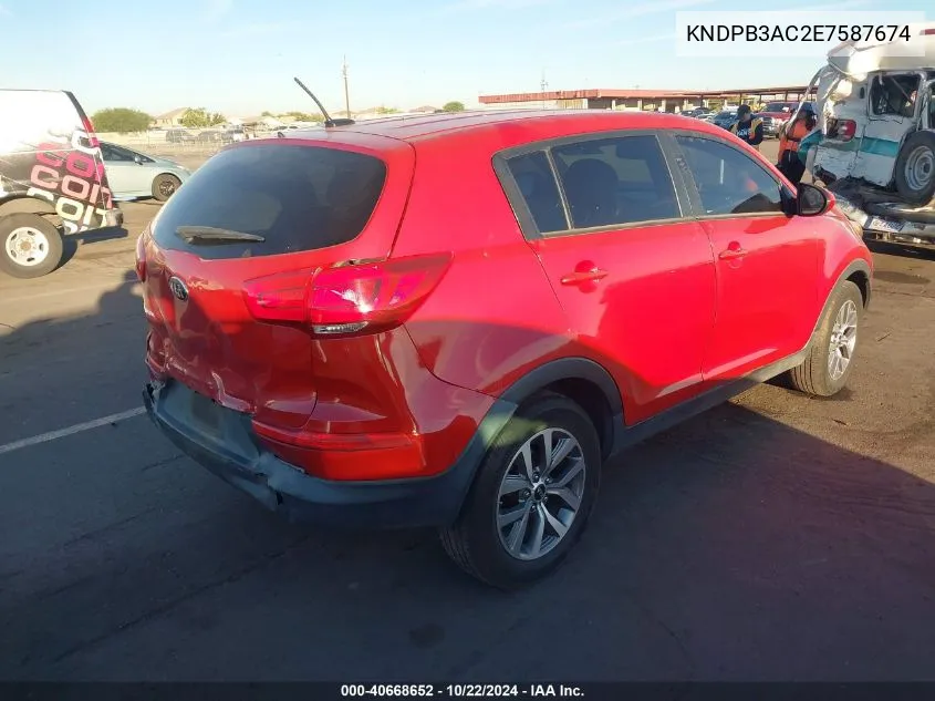 2014 Kia Sportage Lx VIN: KNDPB3AC2E7587674 Lot: 40668652