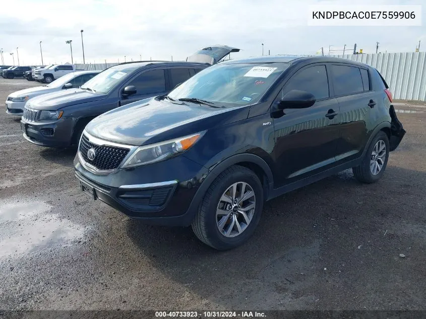 2014 Kia Sportage Lx VIN: KNDPBCAC0E7559906 Lot: 40733923