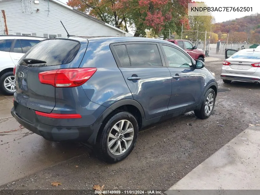 2014 Kia Sportage Lx VIN: KNDPB3AC7E7662501 Lot: 40749989