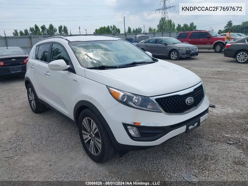 2015 Kia Sportage Ex VIN: KNDPCCAC2F7697672 Lot: 12058528