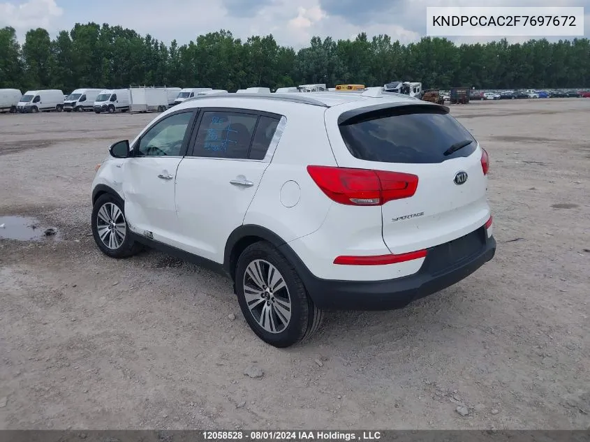 2015 Kia Sportage Ex VIN: KNDPCCAC2F7697672 Lot: 12058528