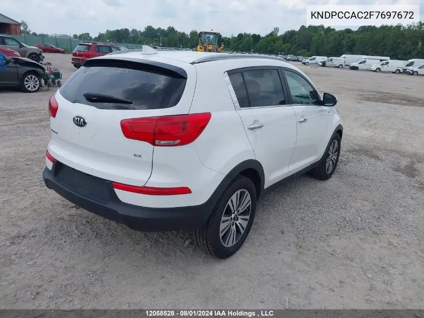 2015 Kia Sportage Ex VIN: KNDPCCAC2F7697672 Lot: 12058528