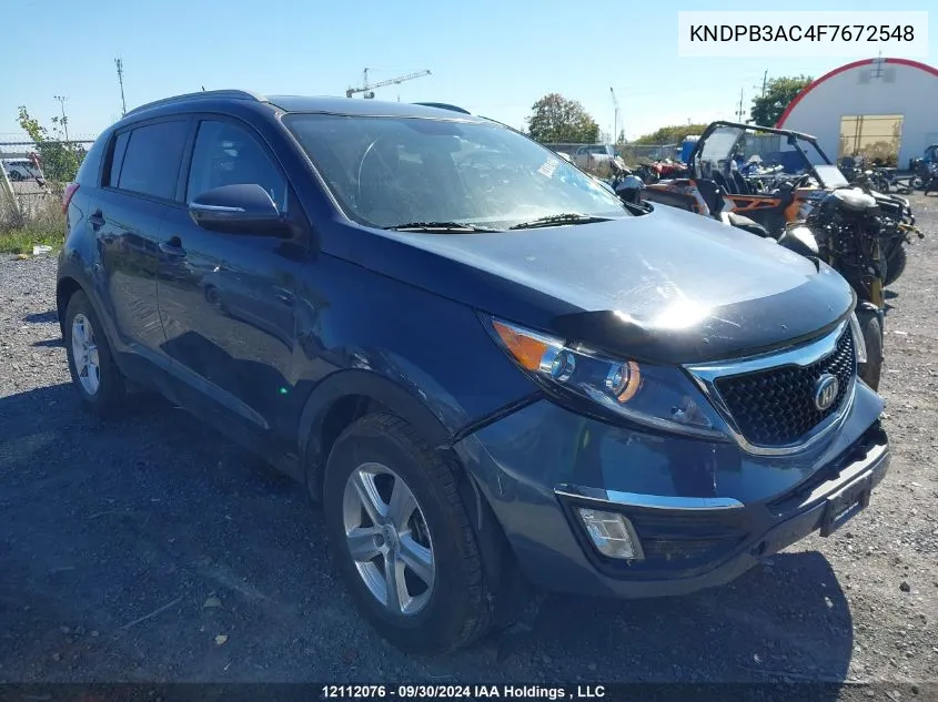 2015 Kia Sportage VIN: KNDPB3AC4F7672548 Lot: 12112076