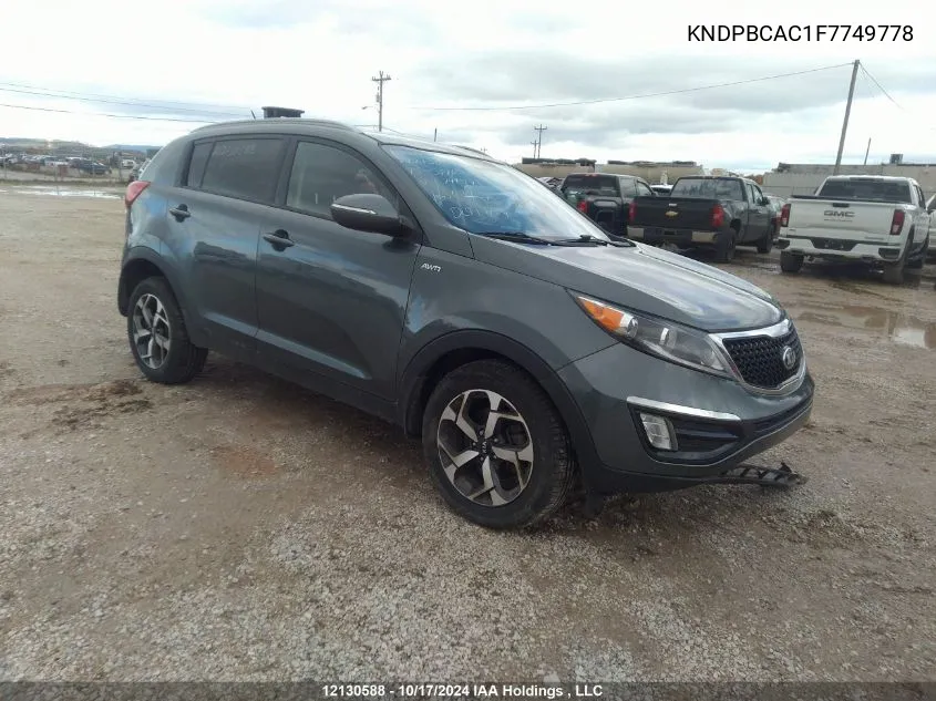 2015 Kia Sportage VIN: KNDPBCAC1F7749778 Lot: 12130588