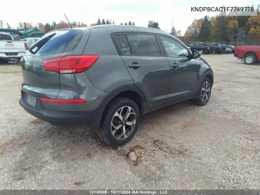 2015 Kia Sportage VIN: KNDPBCAC1F7749778 Lot: 12130588