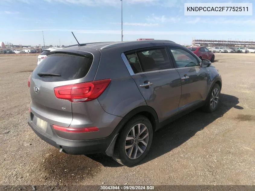 2015 Kia Sportage Ex VIN: KNDPCCAC2F7752511 Lot: 30043944