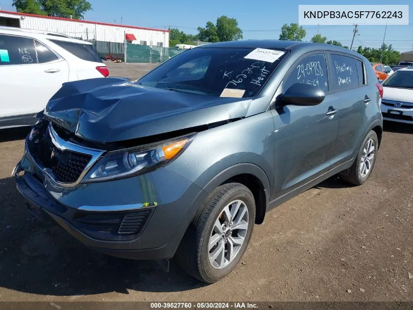 2015 Kia Sportage Lx VIN: KNDPB3AC5F7762243 Lot: 39527760