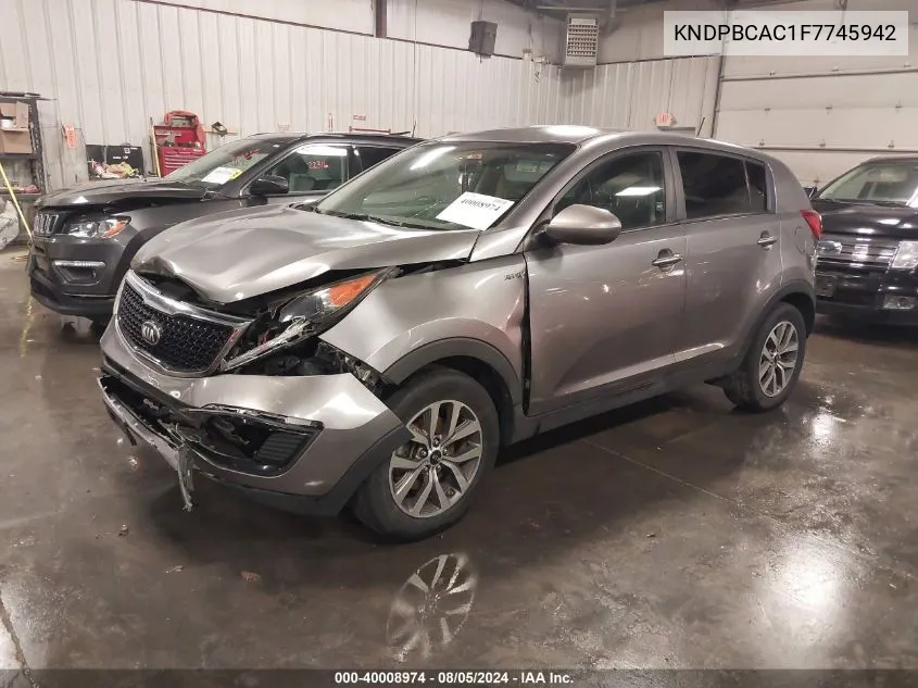 2015 Kia Sportage Lx VIN: KNDPBCAC1F7745942 Lot: 40008974