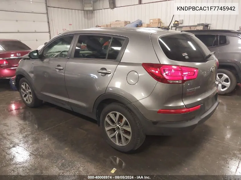 2015 Kia Sportage Lx VIN: KNDPBCAC1F7745942 Lot: 40008974