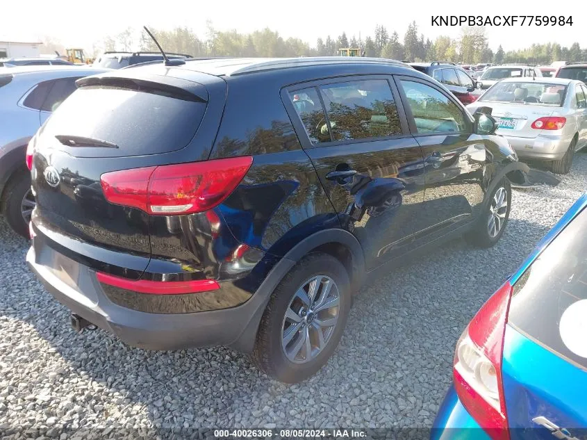 2015 Kia Sportage Lx VIN: KNDPB3ACXF7759984 Lot: 40026306