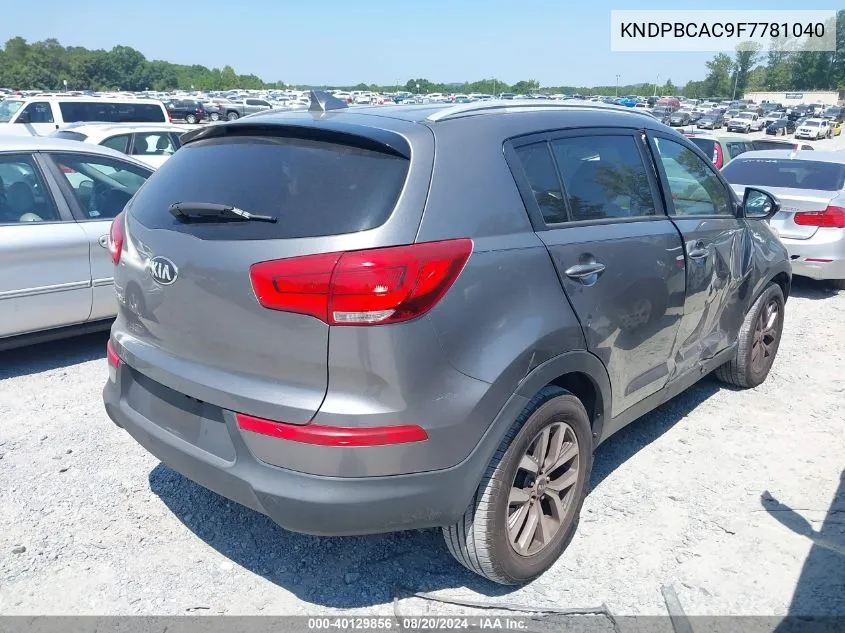 2015 Kia Sportage Lx VIN: KNDPBCAC9F7781040 Lot: 40129856