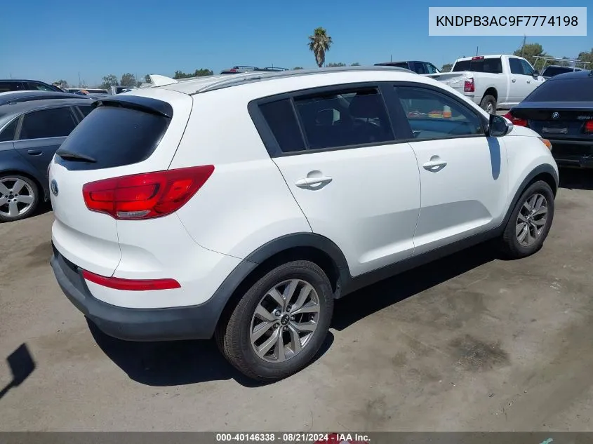 2015 Kia Sportage Lx VIN: KNDPB3AC9F7774198 Lot: 40146338