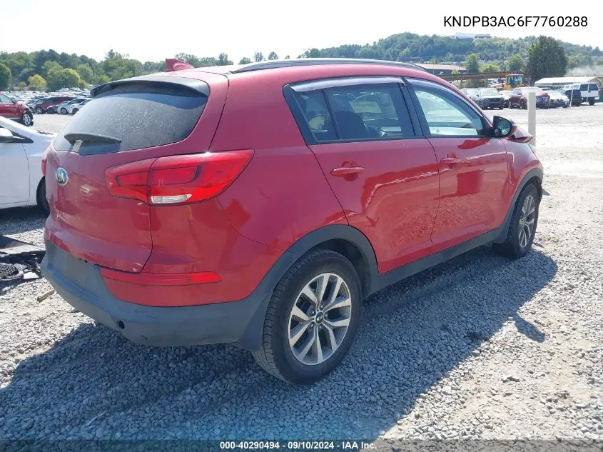 2015 Kia Sportage Lx VIN: KNDPB3AC6F7760288 Lot: 40290494