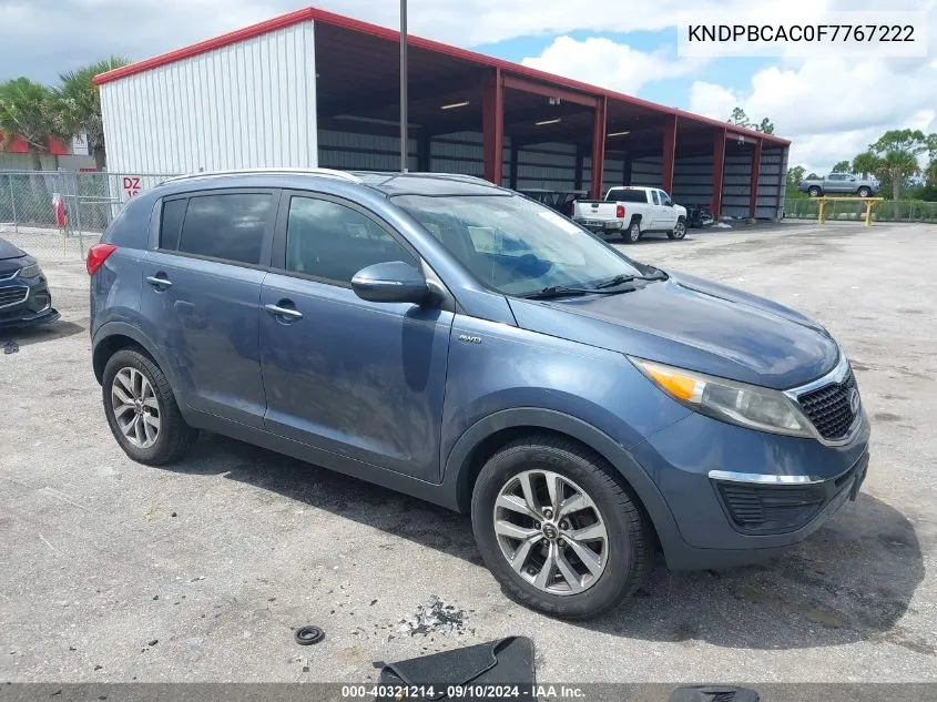 2015 Kia Sportage Lx VIN: KNDPBCAC0F7767222 Lot: 40321214