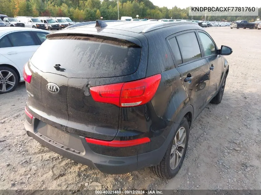 2015 Kia Sportage Lx VIN: KNDPBCACXF7781760 Lot: 40321488