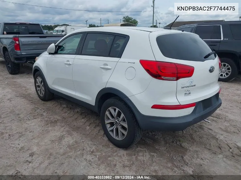 2015 Kia Sportage Lx VIN: KNDPB3AC2F7744475 Lot: 40333982