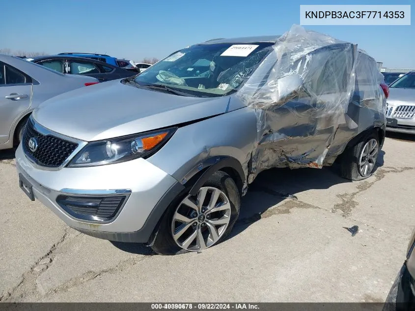 2015 Kia Sportage Lx VIN: KNDPB3AC3F7714353 Lot: 40390678