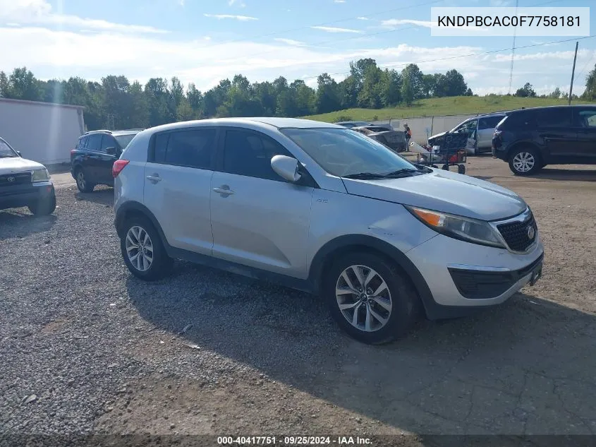 2015 Kia Sportage Lx VIN: KNDPBCAC0F7758181 Lot: 40417751