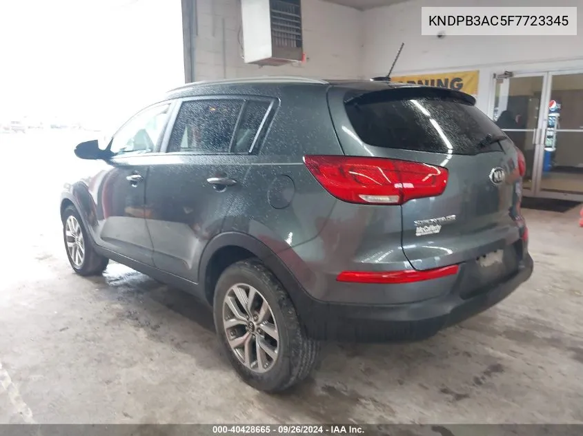 2015 Kia Sportage Lx VIN: KNDPB3AC5F7723345 Lot: 40428665