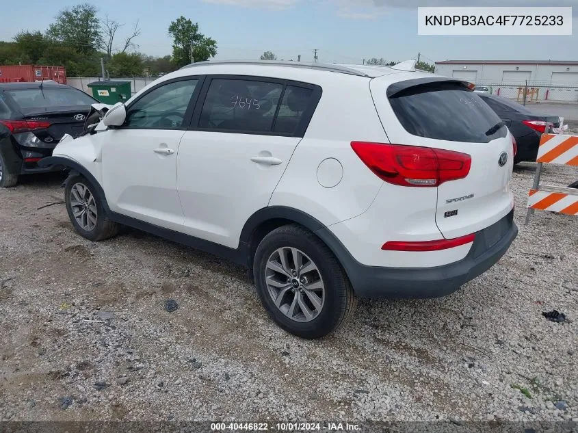 2015 Kia Sportage Lx VIN: KNDPB3AC4F7725233 Lot: 40446822