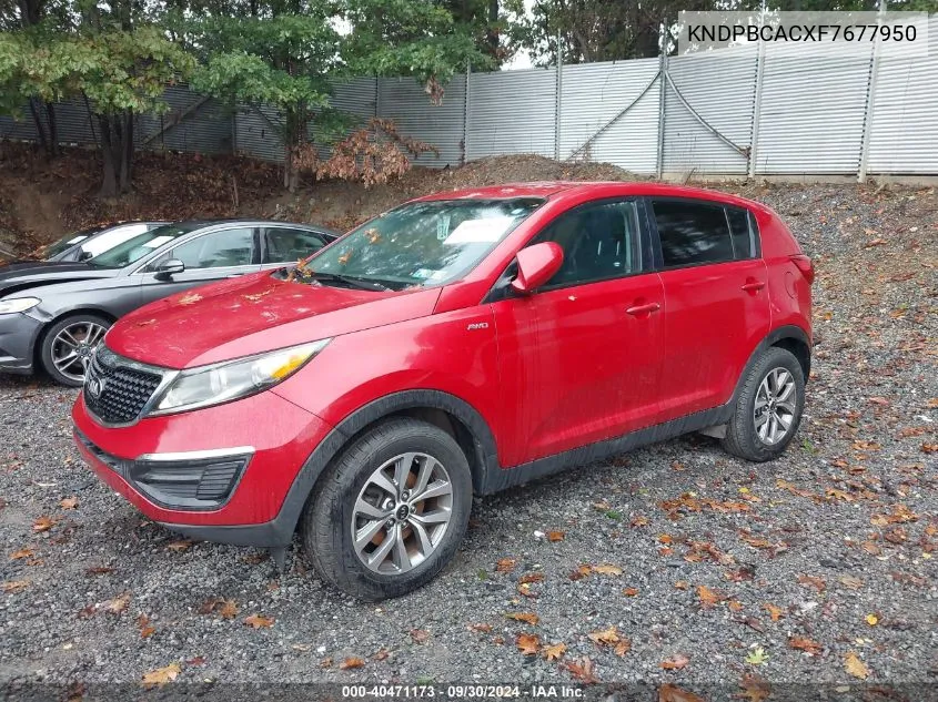 2015 Kia Sportage Lx VIN: KNDPBCACXF7677950 Lot: 40471173