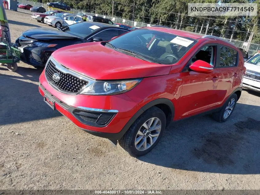 2015 Kia Sportage Lx VIN: KNDPBCAC9F7714549 Lot: 40480017