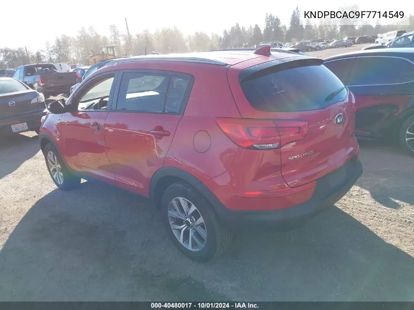 2015 Kia Sportage Lx VIN: KNDPBCAC9F7714549 Lot: 40480017