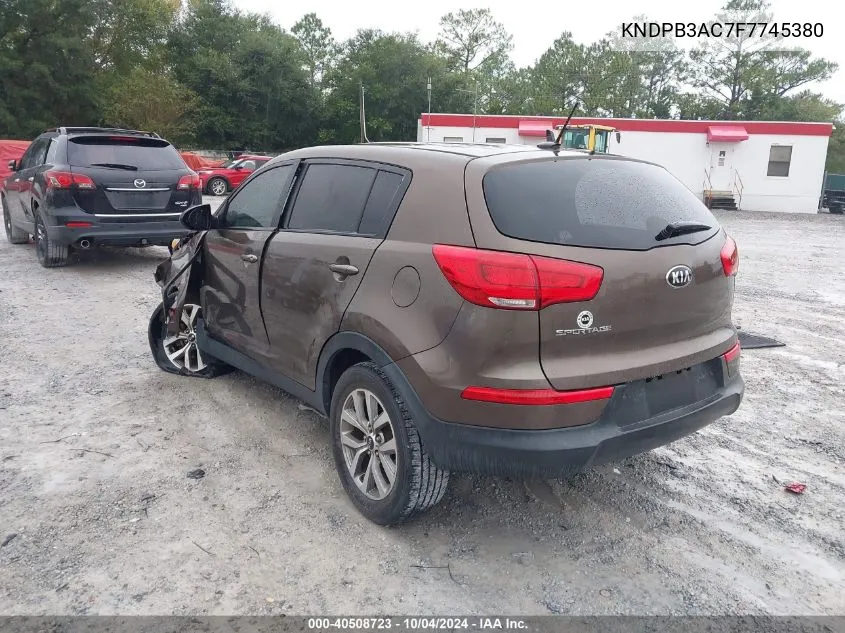 2015 Kia Sportage Lx VIN: KNDPB3AC7F7745380 Lot: 40508723