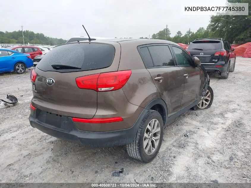 2015 Kia Sportage Lx VIN: KNDPB3AC7F7745380 Lot: 40508723