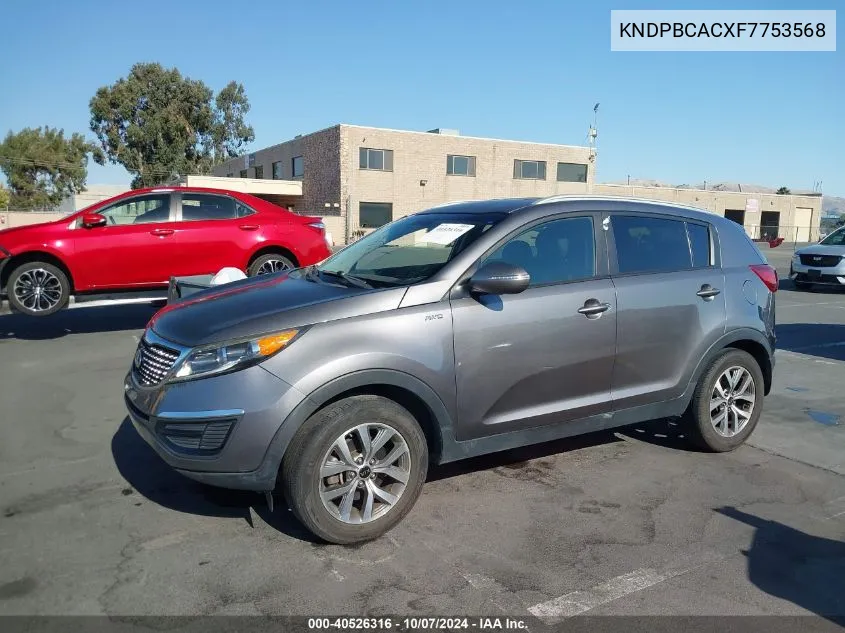 2015 Kia Sportage Lx VIN: KNDPBCACXF7753568 Lot: 40526316