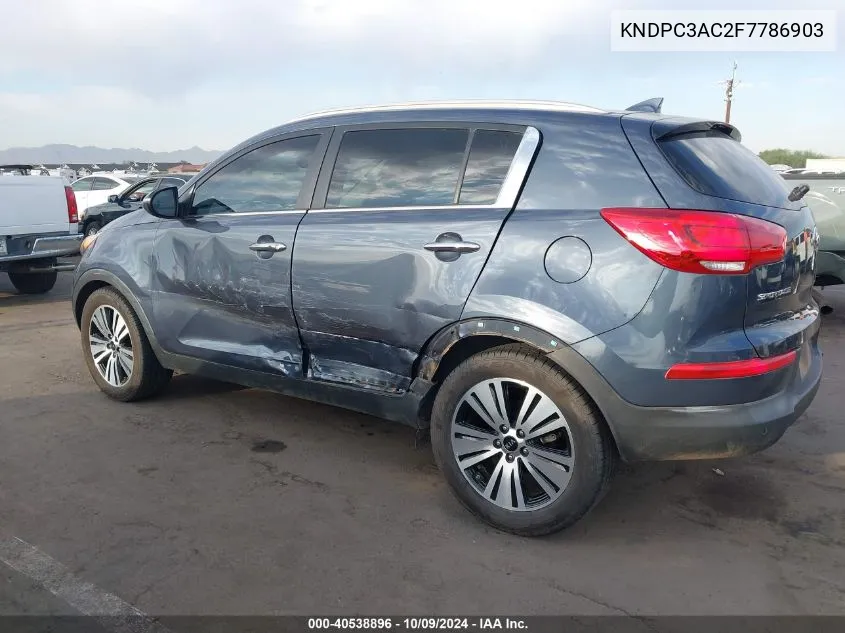 2015 Kia Sportage Ex VIN: KNDPC3AC2F7786903 Lot: 40538896