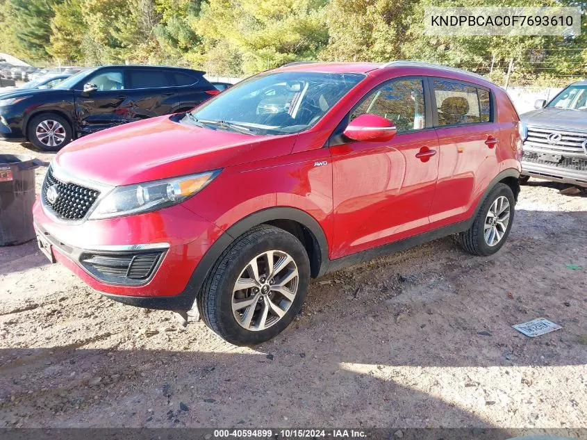 2015 Kia Sportage Lx VIN: KNDPBCAC0F7693610 Lot: 40594899