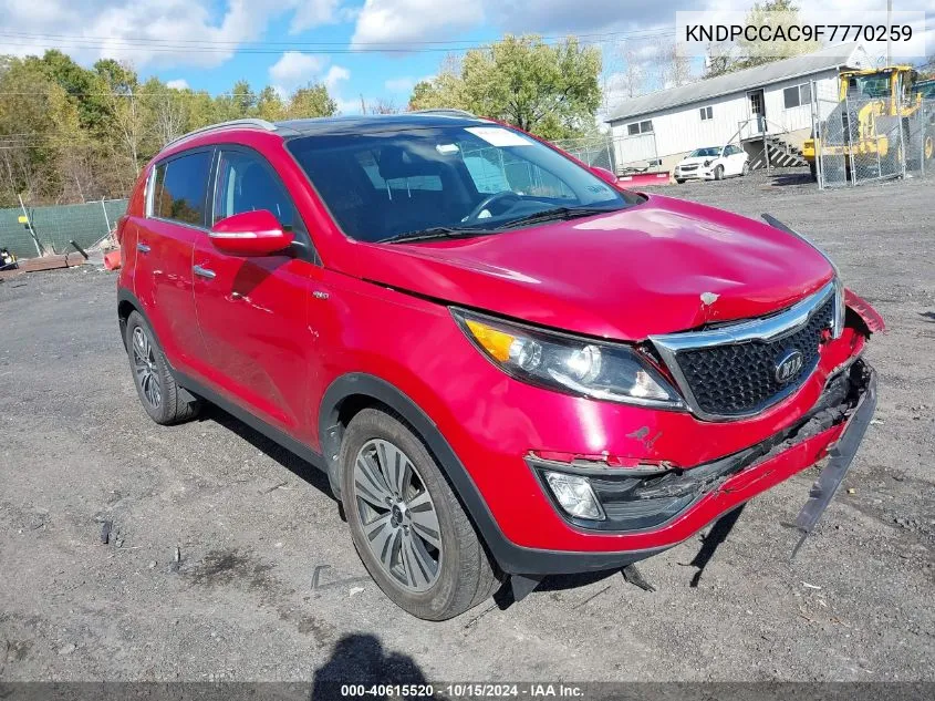 2015 Kia Sportage Ex VIN: KNDPCCAC9F7770259 Lot: 40615520