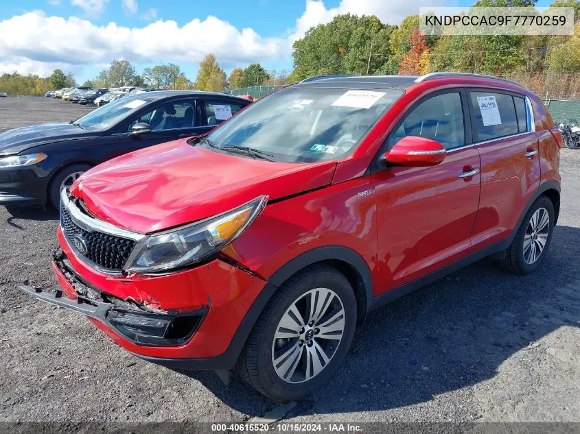 2015 Kia Sportage Ex VIN: KNDPCCAC9F7770259 Lot: 40615520